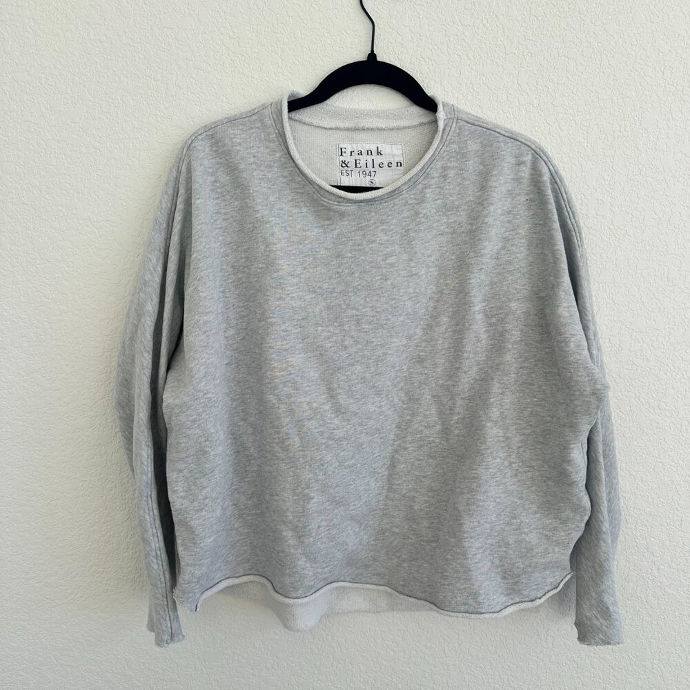Frank & Eileen Raw Hem oversized Caplet Sweatshirt, grey, small - Picture 2 of 7